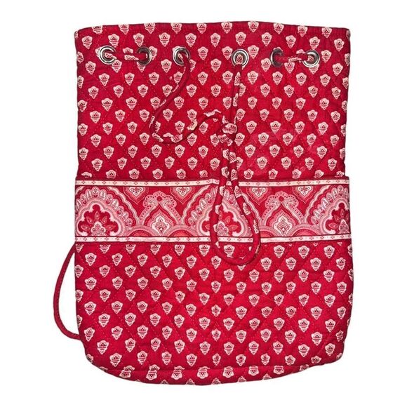 Vera Bradley Nantucket Red Backsack Shopping Backpack Bag Retired EUC - Picture 1 of 4